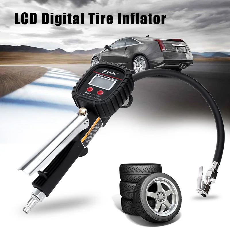 

LCD Digital Car Truck Air Tire Pressure Inflator Gauge LCD Display Dial Meter Vehicle Tester Tyre Inflation Gun Monitoring Tool