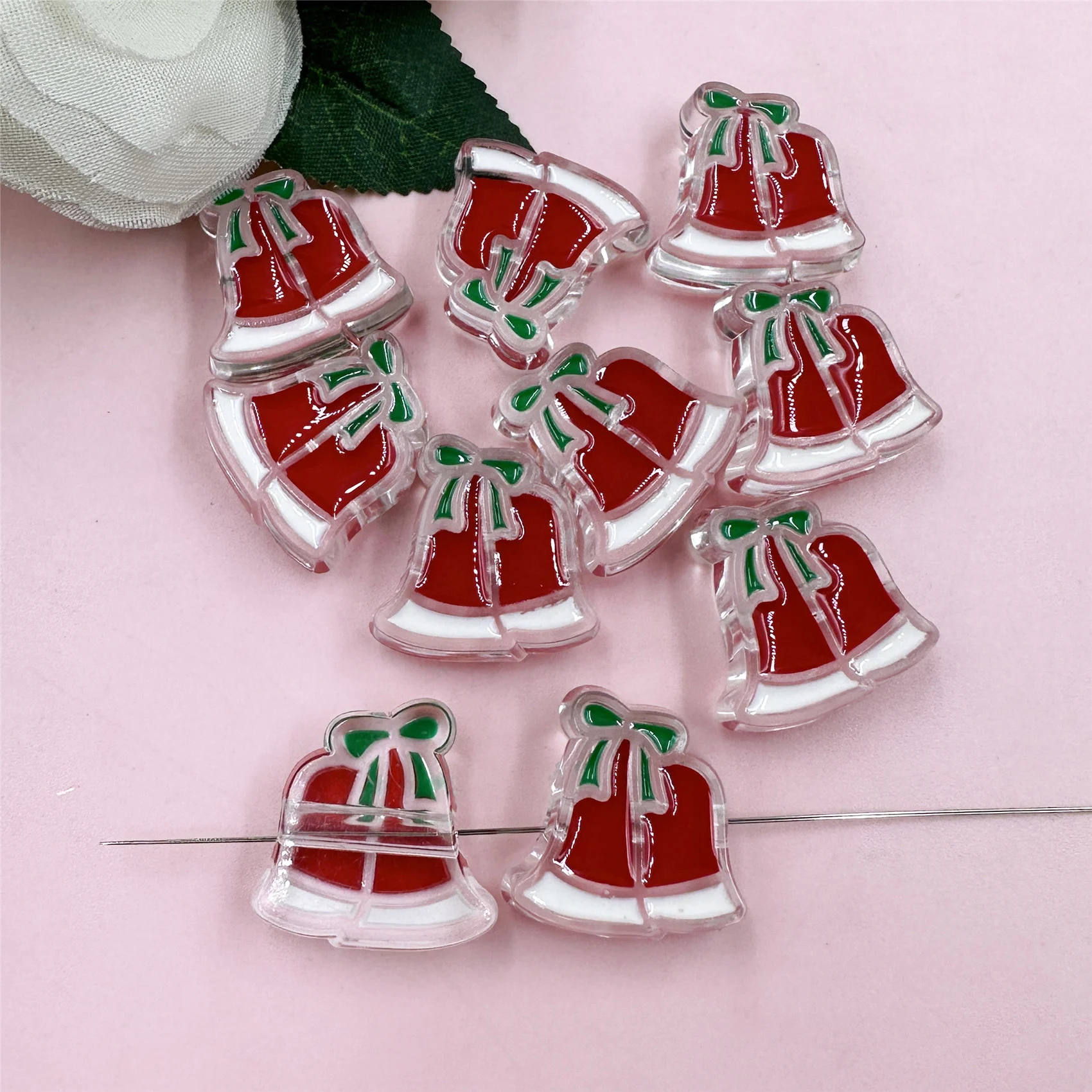 Christmas Snowman Gloves Beads, Correntes de Celular, Grânulos soltos, Pulseiras DIY, Colar Acessórios Materiais, 10Pcs