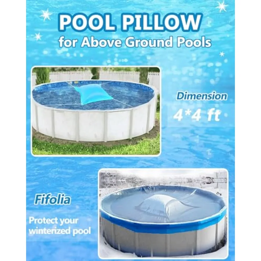 4'x4' Pool Pillow for Above Ground Pools, Cold-Resistant PVC, Winter Heavy-Duty Triple-Thick Pvc, Dual-Layer Valve Prevents Lea