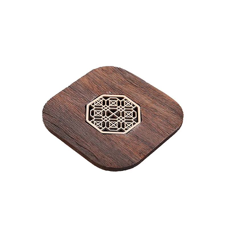 Imagem -05 - Ebony Wooden Coaster Isolamento Térmico Tabl Mat Place Pad Flor de Janela Chinesa Retro Antiderrapante para Casa e Escritório