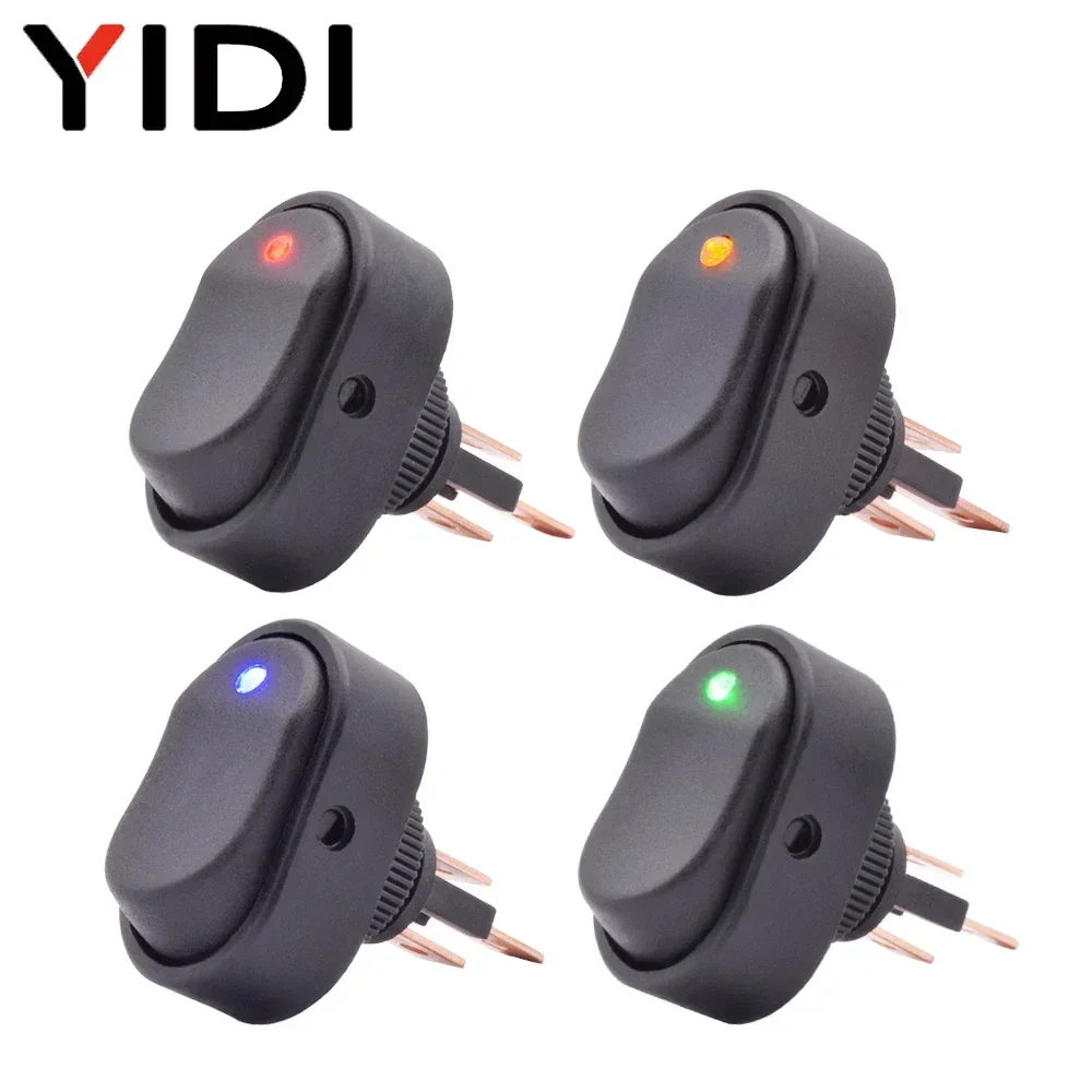 5pcs/lot 30A 12VDC Heavy Duty ASW-20D Car Boat Auto Push Button Rocker Switch ON OFF with Dot LED Light Red Green Blue Yellow