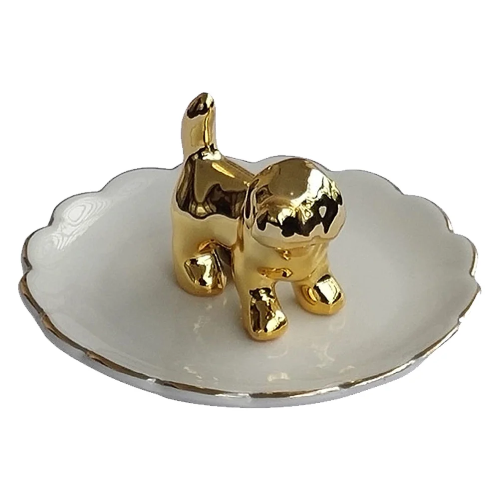 2 Pcs Dachshund Ceramic Jewelry Tray Bracelet Plate Earring Storage Container Dessert