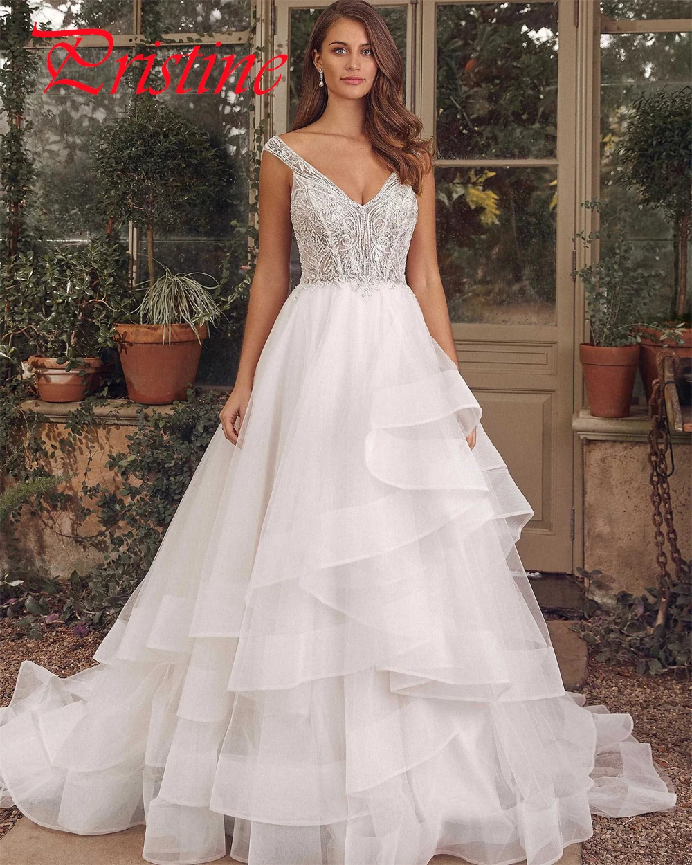 Vestido de casamento de organza branco personalizado, elegante, sem alças, alças espaguete, festa de noiva, botões requintados, costas, vestidos de noiva
