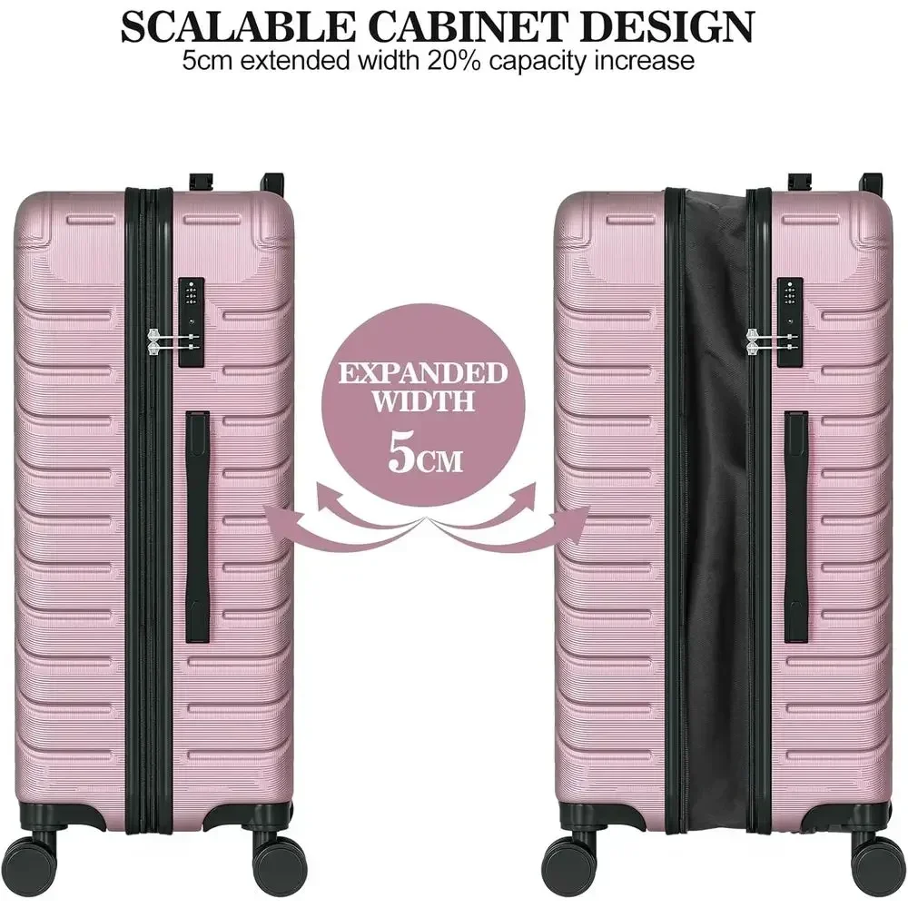 4-Piece Expandable Luggage Set with TSA Lock, 20% More Capacity, 360° Spinner Wheels for Men & Women (18 20 24 28)