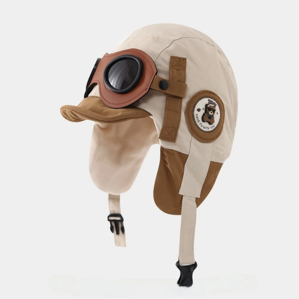 أزياء لطيف الكرتون الطيار قبعة الباردة والدليل على يندبروف قبعة حماية الأذن مع نظارات سميكة قبعة دافئة الشتاء