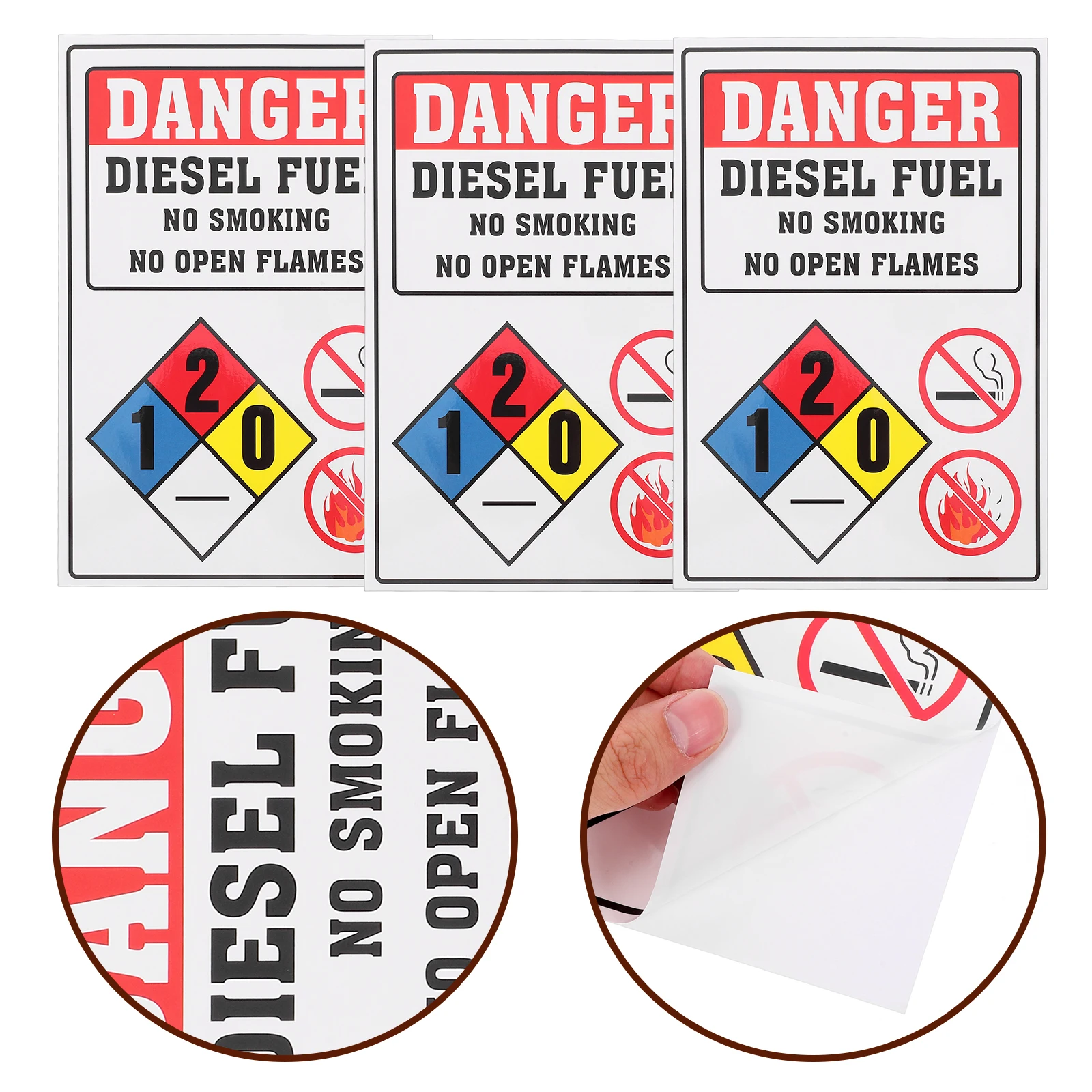 

12 Sheets Safety Signs No Smoking Warning Sticker Public Place Diesel Flame Gas Area Decorative Plates