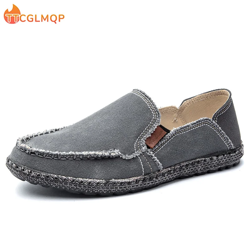 

New High Quality Summer Canvas Men Shoes Breathable Lightweight Casual Driving Shoes Slip Easy To Wear Men's Loafers Big Size 48