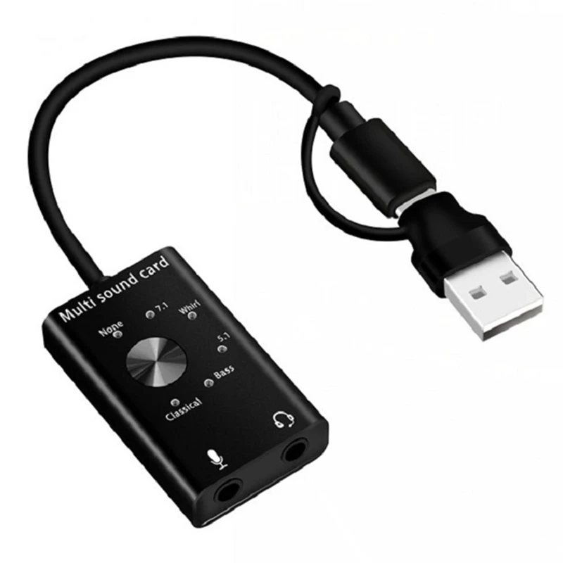 【Superdeals】بطاقة صوت متعددة USB 2.0 Type C محول ميكروفون ستيريو محول احترافي لسماعات الكمبيوتر المحمول والكمبيوتر الشخصي