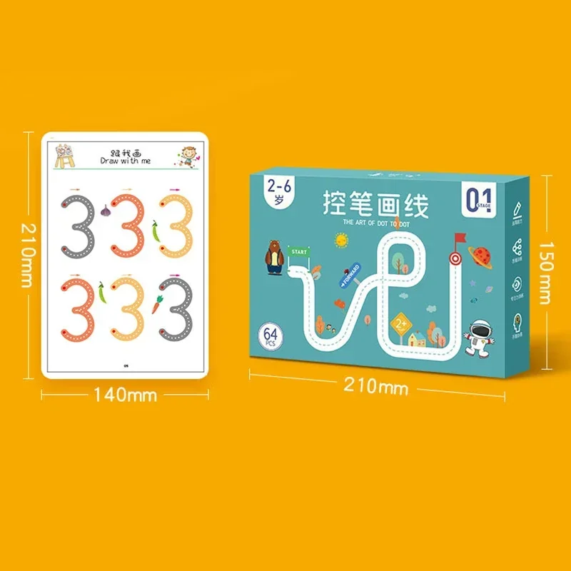 Children Pen Control Training Set Montessori Drawing Toy Color Shape Math Match Game Set Toddler Learning Educational Toy