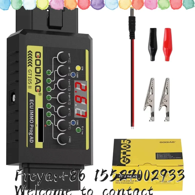 GODIAG GT105 II ECU IMMO Prog AD OBD2 Break Out Box ECU Connector Display Vehicle Voltage Car Battery Voltage Diagnostic Tool