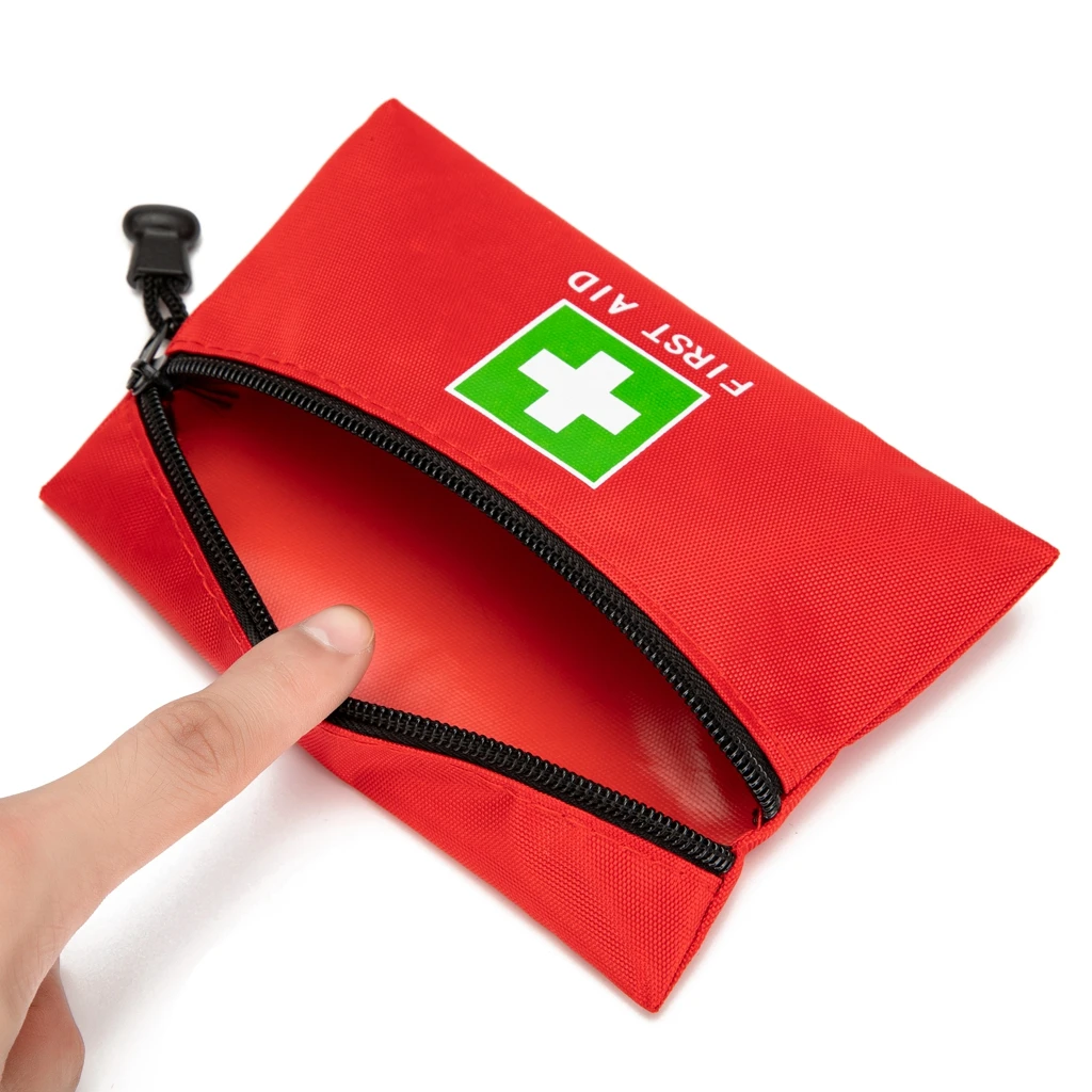 Bolsa de emergencia roja, bolsa de primeros auxilios, pequeña bolsa de rescate de viaje vacía, bolsa de bolsillo para medicamentos para coche, hogar, oficina, cocina, deportes, senderismo