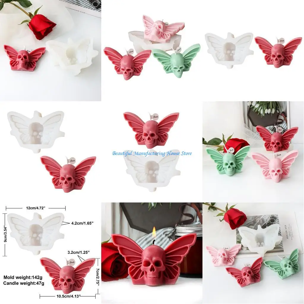 

E56A Butterfly Skull Mold Beautiful Scented Silicone Mold Epoxy Resin Molds DIY Keychain Molds
