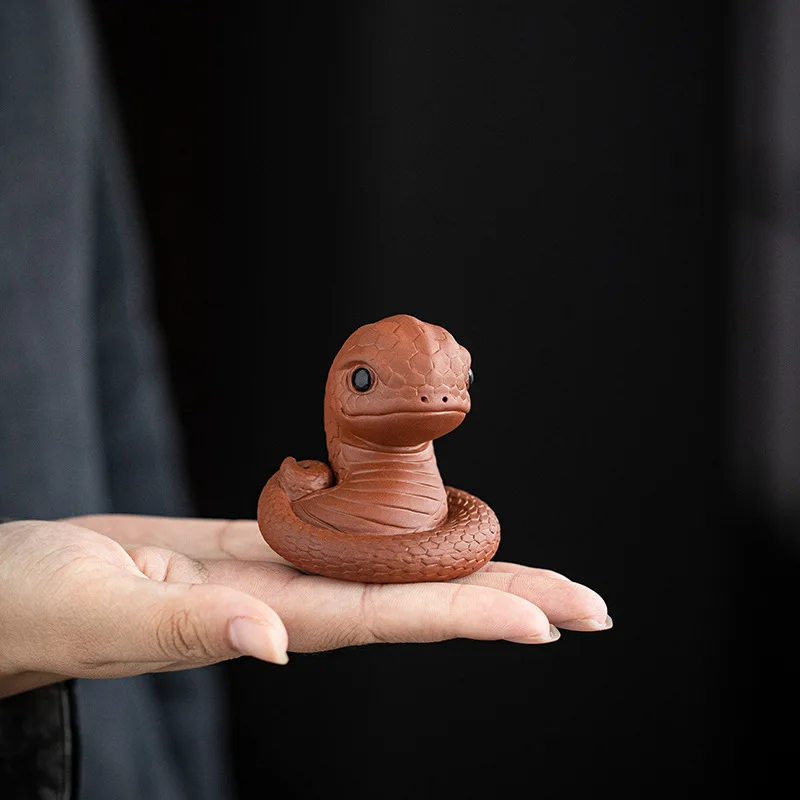 

Zodiac Year of the Snake Tea Pet Ornament Premium Nurturable Handmade Purple Clay Tea Play Creative Tea Table Tea Tray Decoratio