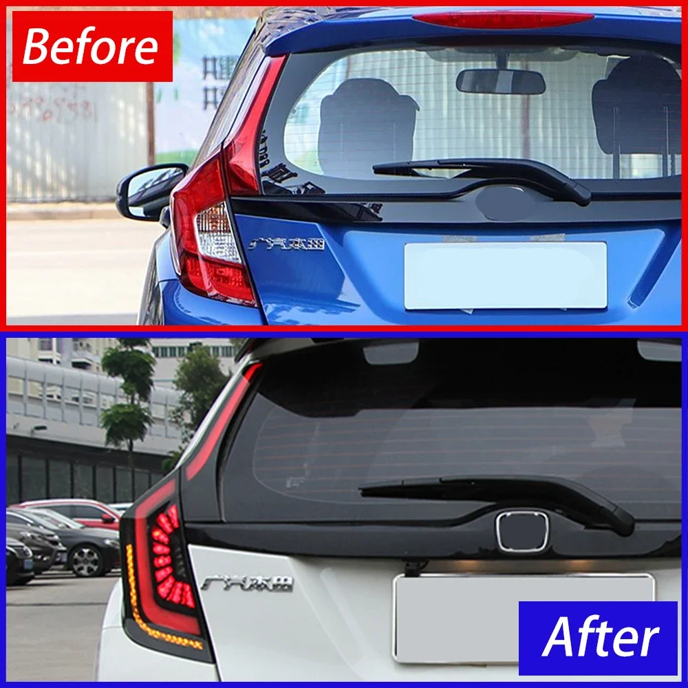 Auto Rear Back Lamps For Honda Fit GK5 2014-2020 LED Car Taillights Assembly Upgrade Dynamic Streamer Brake Lights Accessories