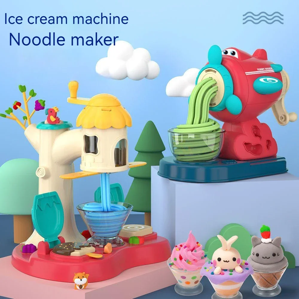 24 Colors Creative Kids Clay Toy Plasticine Tool Set Hamburger Noodle Ice Cream Machine DIY Clay Mold Play House Toys for Kids