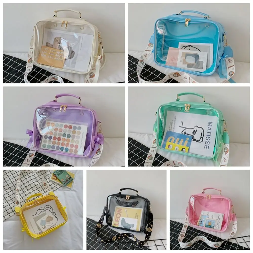 Portable Candy Color Transparent Backpack Korean Style Crossbody Dual Purpose Bag Square Large Capacity Fashion Jelly Bag Travel