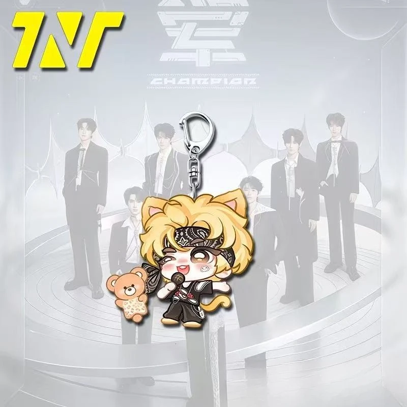Male Celebrity Q Version Peripheral Acrylic Keychain Song Yaxuan Zhang Zhenyuan Trendy Creative Keyring Backpack Cartoon Pendant