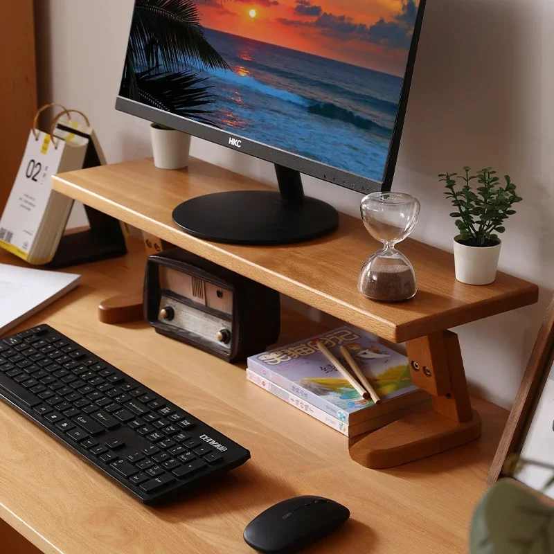 Solid Wood Increased Book Stand Gear Adjustment Monitor Stand Versatile Practical Laptop Stand Nordic Household Computer Table