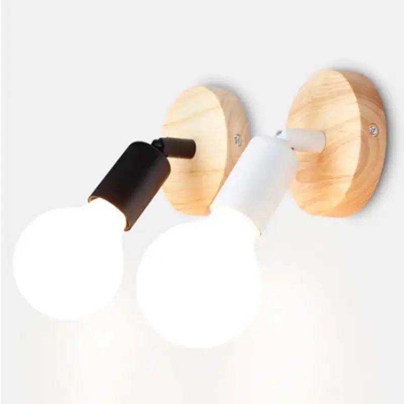 

Nordic simple bedroom corridor background wall personalized wood wall lamp creative cafe milk tea shop log small wall lamp