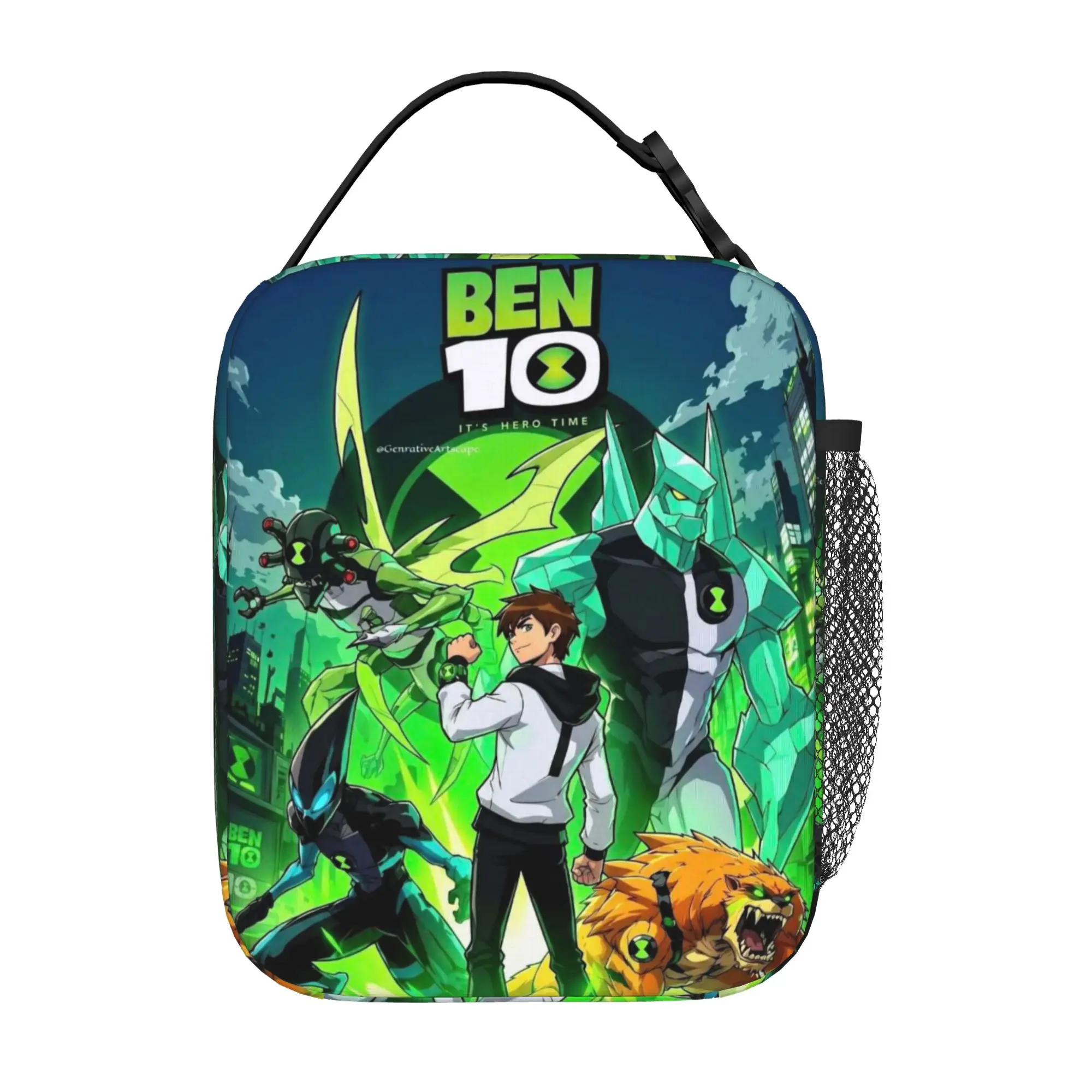 Back to school season  Handbag Ben10 Hero Comic Poster Art Large Capacity Fashionable Daily Snack Storage Lunch Bag