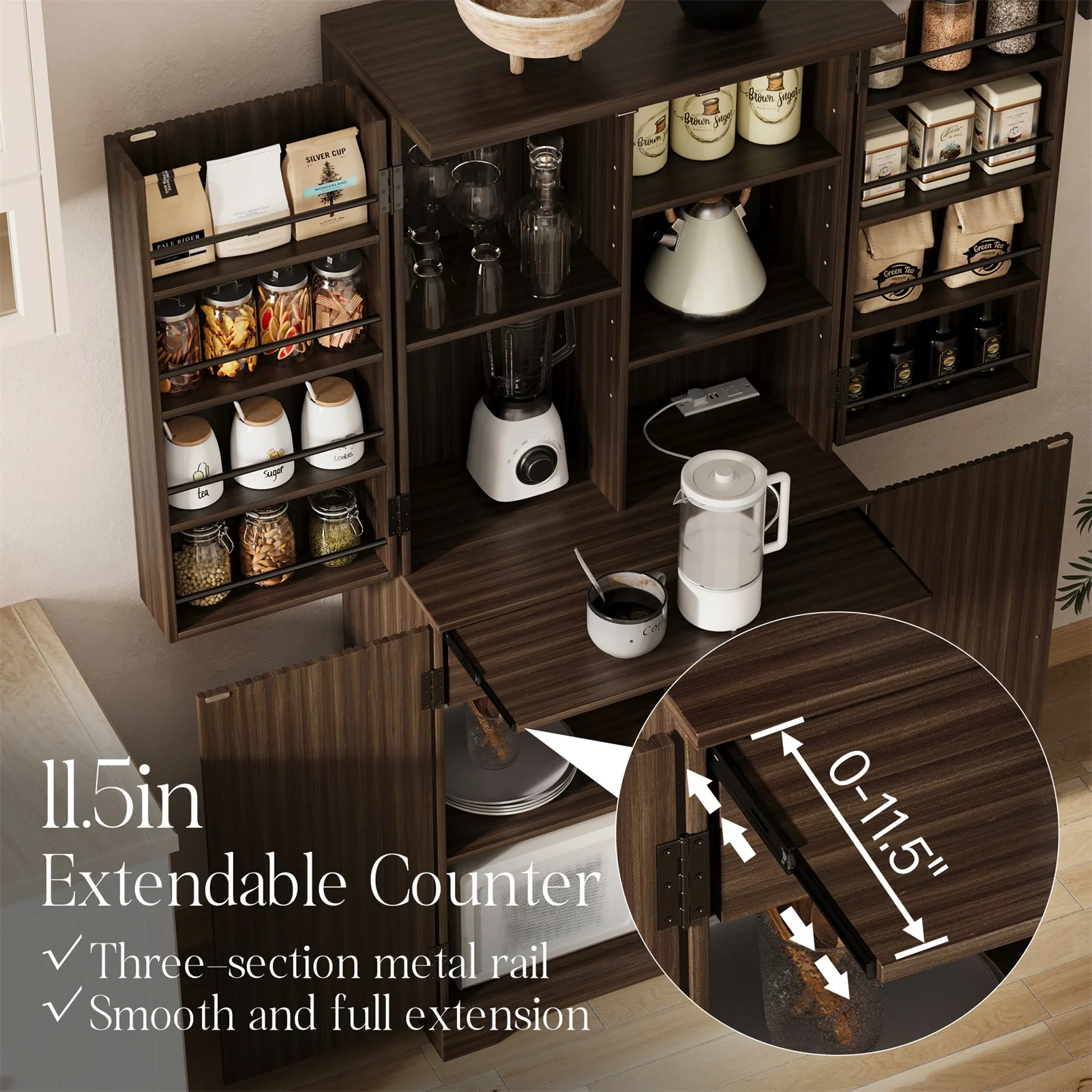 خزانة مخدد للمرأة الحامل خزانة حديثة لمنتصف القرن 70 بوصة خزانة تخزين طويلة مع أرفف قابلة للتعديل للأبواب، أثاث خزانة #5