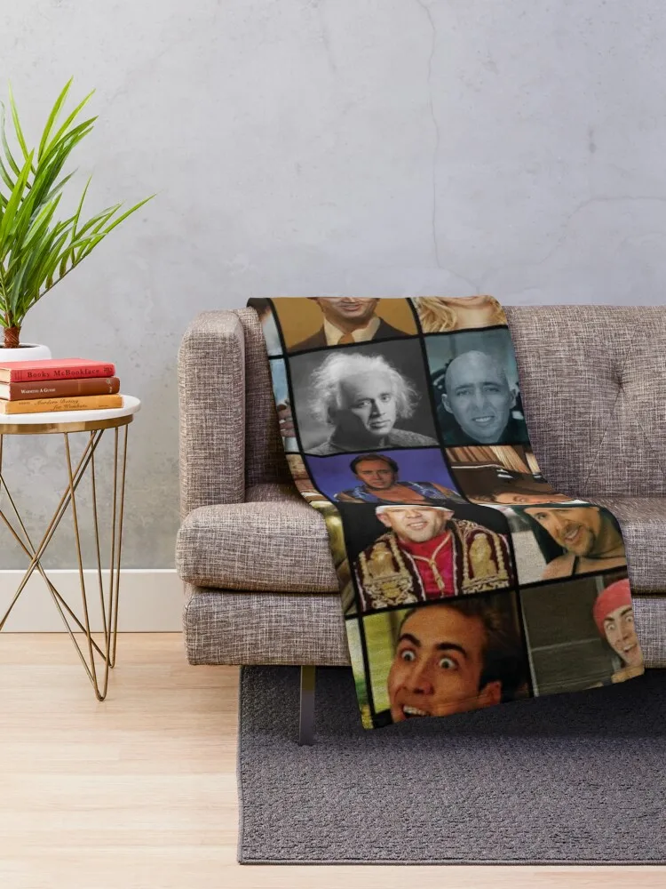 Nicholas Cage Pattern - Nicolas Cage - Nick Cage Nic Throw Blanket Large Comforter Blankets