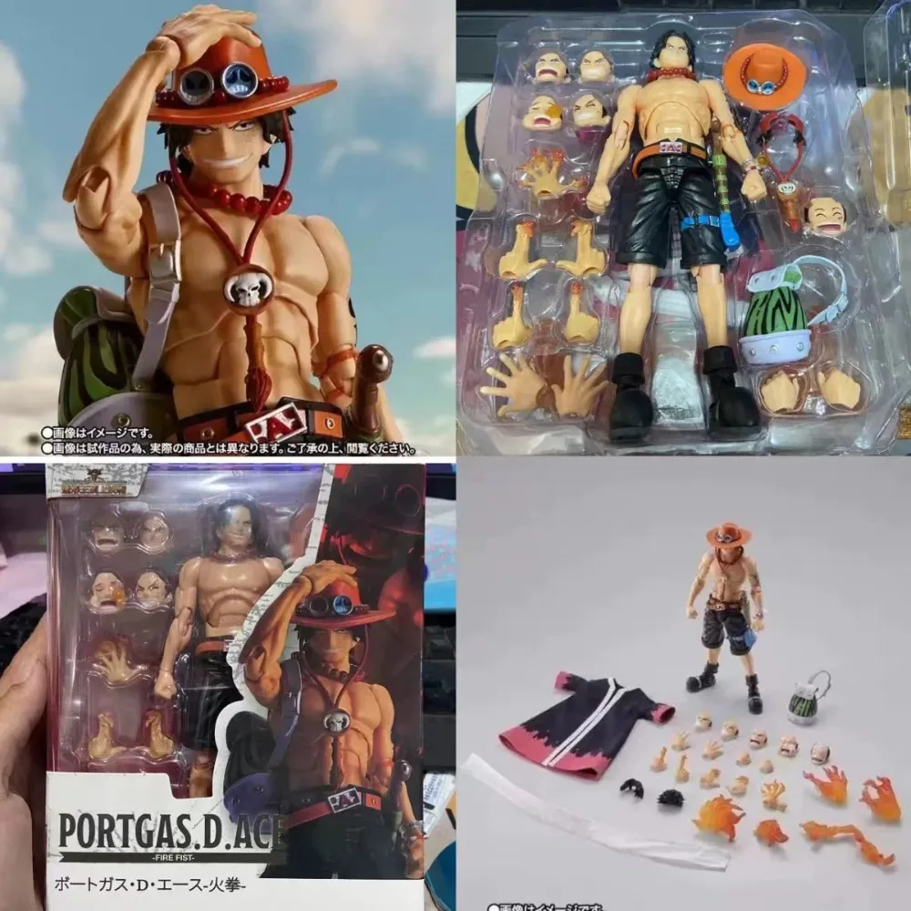 

BANDAI 17cm One Piece Portgas D Ace Action Figure with Real Clothes SHF Fire Fist Ace Movable Model Anime Collectible Adult Toys