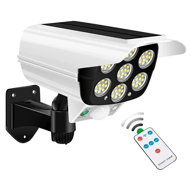 Outdoor Solar Light Motion Sensor 77 LED Waterproof Wireless For Porch Garden Patio Fake Siren Security Camera