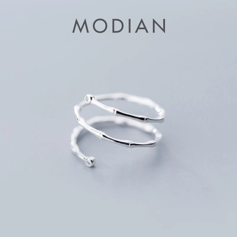Modian Hot Fashion Authentic 925 Sterling Silver Minimalist Slub Rings For Women Open Adjustable Finger Ring Plant Fine Jewelry