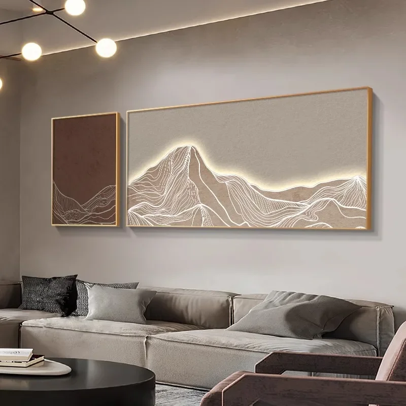 Modern light luxury living room decoration painting with backer sofa background wall hanging painting wabi sabi wind new Chinese