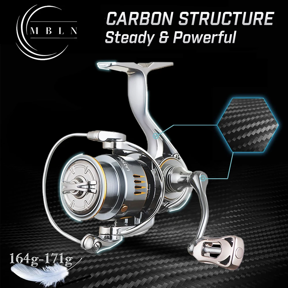 161-171g-カーボンスピニングリール、1500-2500-3000シリーズ、軽量、スムーズなパフォーマンスのための高速ギア比