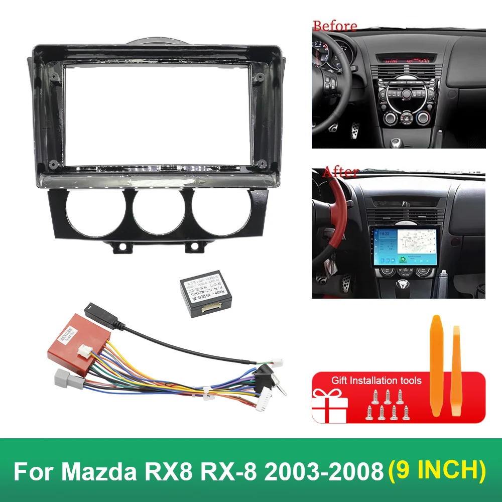 

9 inch 22.86cm Car Frame Fascia Adapter Canbus Box For Mazda RX8 RX-8 2003-2008 Android Radio Audio Dash Fitting Panel Kit