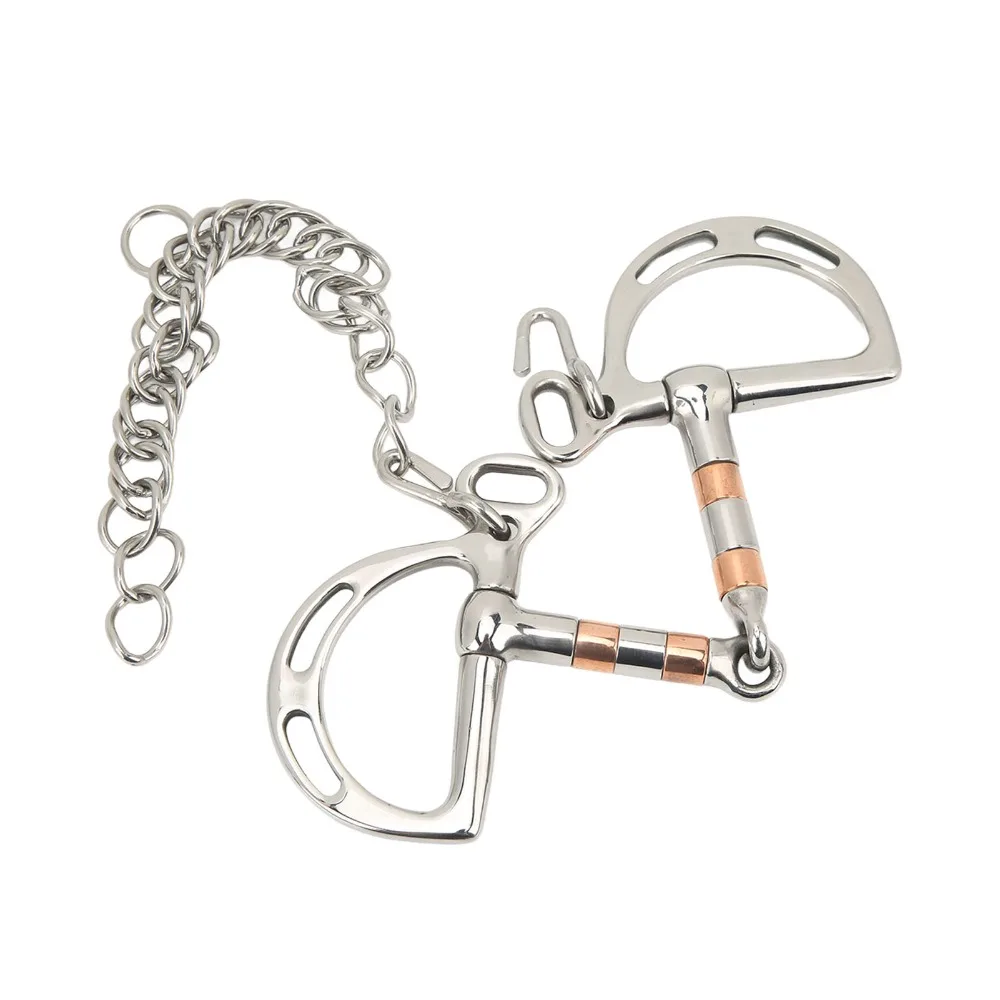 stainless-steel-d-ring-snaffle-bit-durable-copper-stainless-steel-horse-bit-glossy-surface-chain-attachment-horse-snaffle-bit