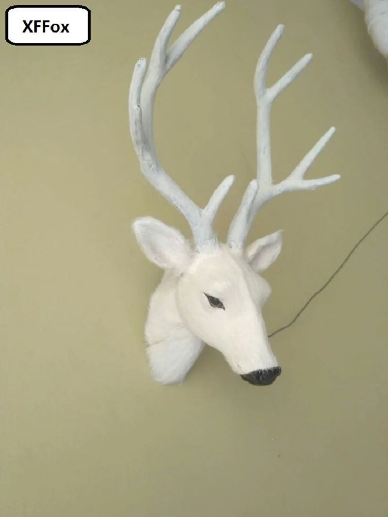 

white simulation sika deer head model polyethylene&furs deer head wall pandent gift 28x17cm xf952