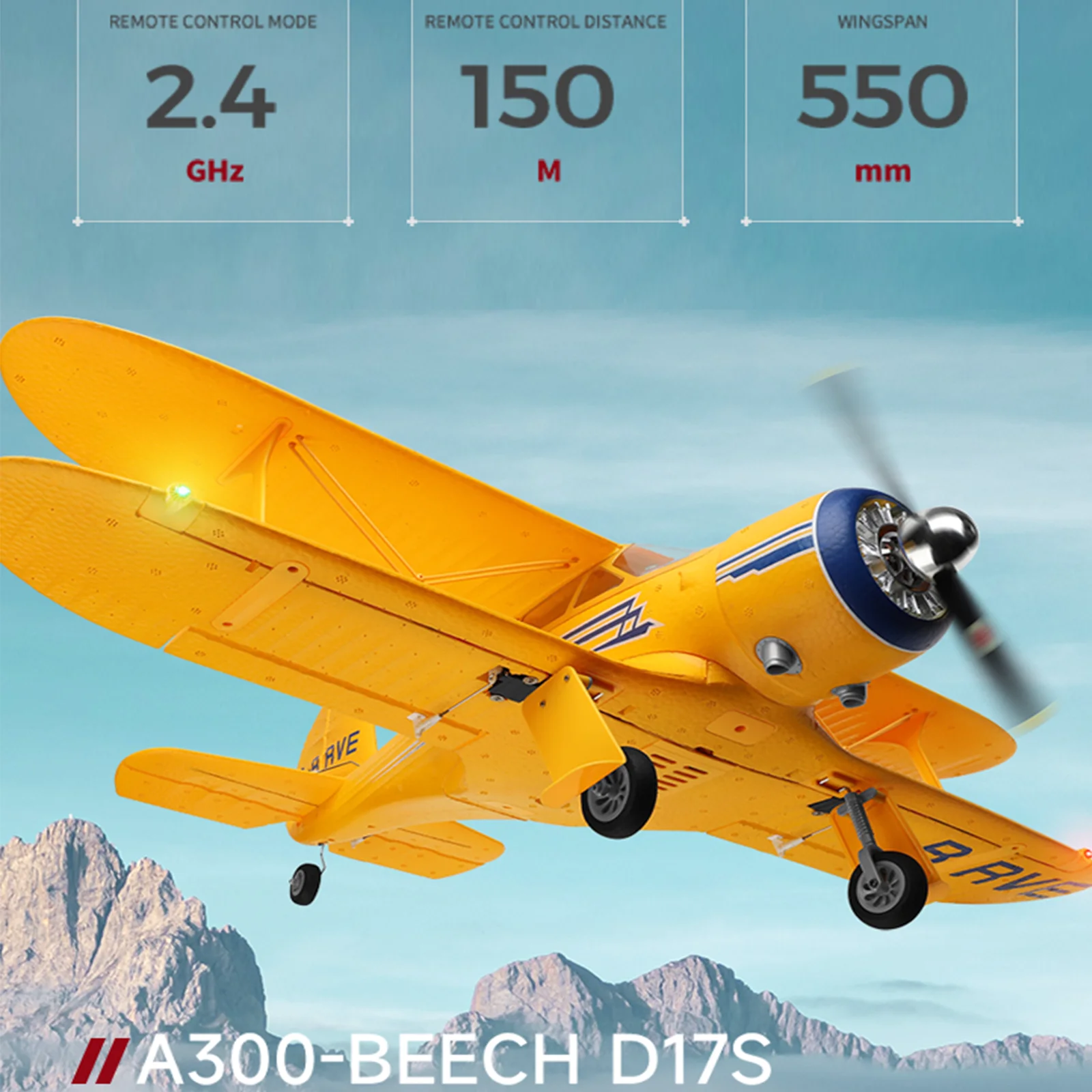 طائرة WLtoys A300 4-CH RC، طائرات Beechcraft D-17 RC مع أضواء، طائرات RC بدون فرش 6G/3D للبالغين، في الهواء الطلق والهدايا