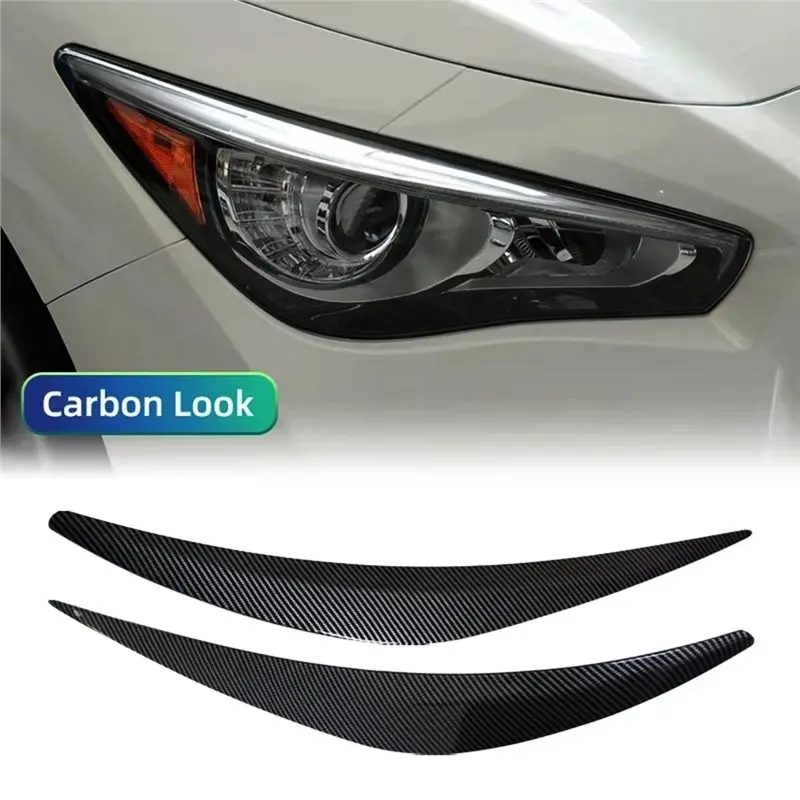 Headlight Eyelid Headlamp Eyebrow Sticker Strip Trim Cover For Infiniti Q50 2014 - 2022-Y79A