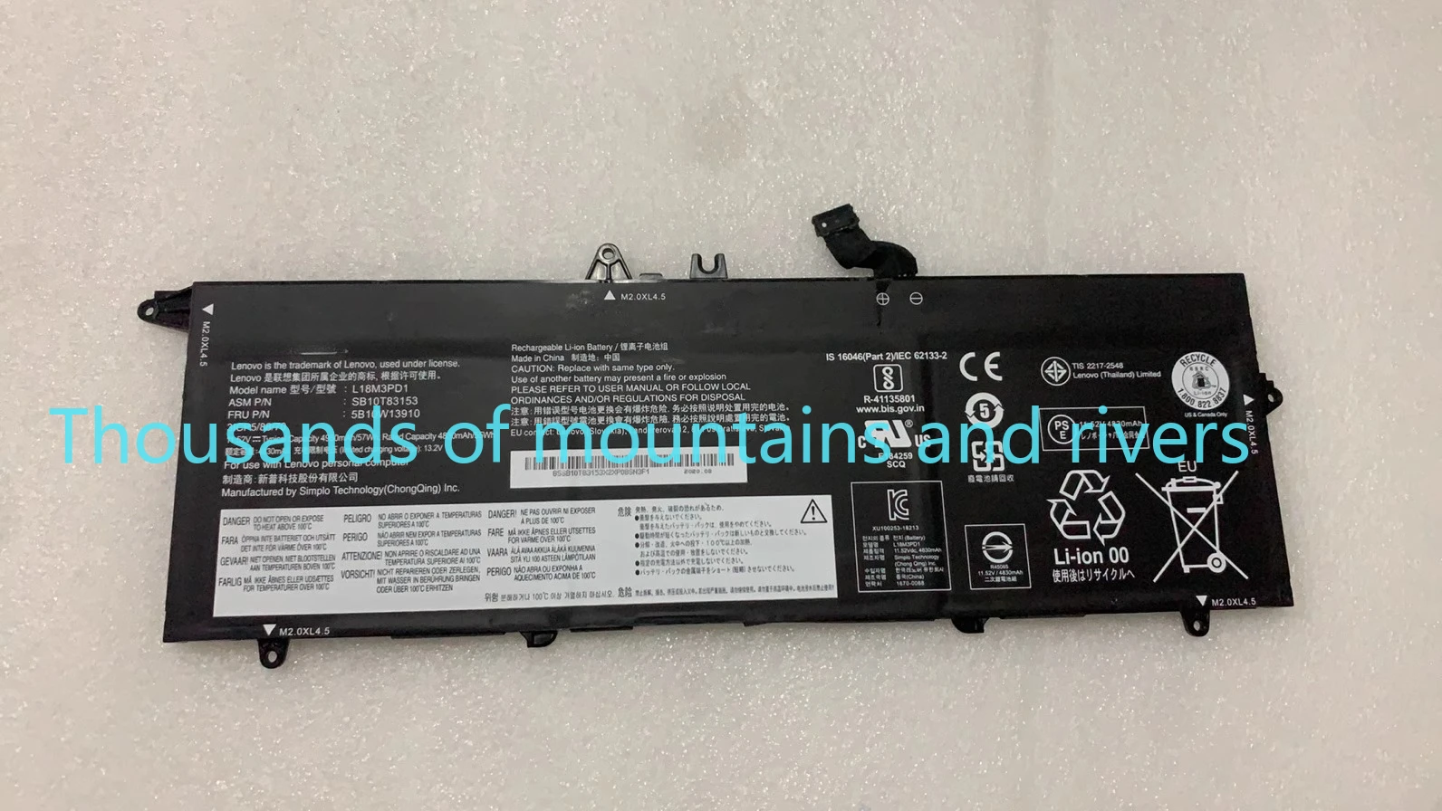 

Bateria for Lenovo ThinkPad, ThinkPad, T14S, T490S, Série T495S, L18M3PD1, L18L3PD1, L18M3PD2, L18M3PD2, L18DL013, 02DL