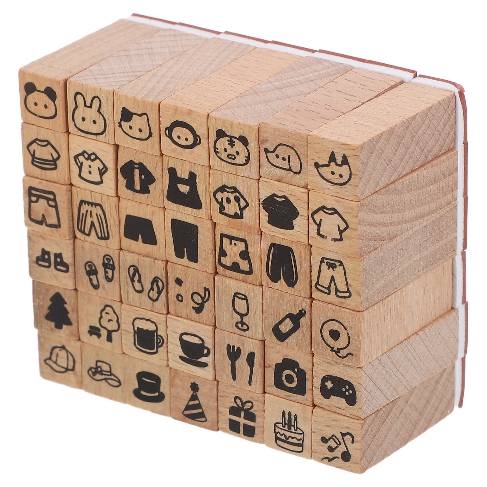 42 szt. Zestaw mini stempli drewnianych z motywem zwierząt dla dzieci, upominek na święta, do tworzenia kartek DIY, scrapbookingu.