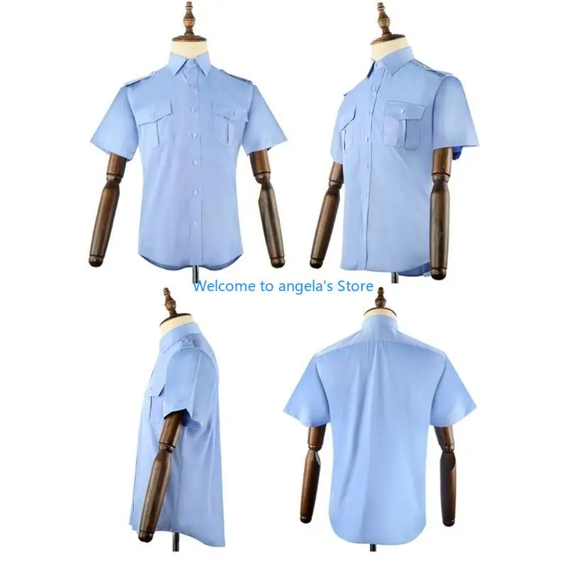 

X4YC Fashionable Short Sleeve Work Shirt Button Down Shirts with Pocket Comfortable Long Sleeve Blouses Casual Top for Men
