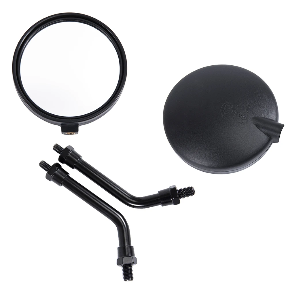 2pcs Universal Motorcycle Black Round Mirror Fit For Most 10mm Thread Dia Rear View Mirror Side Mirrors