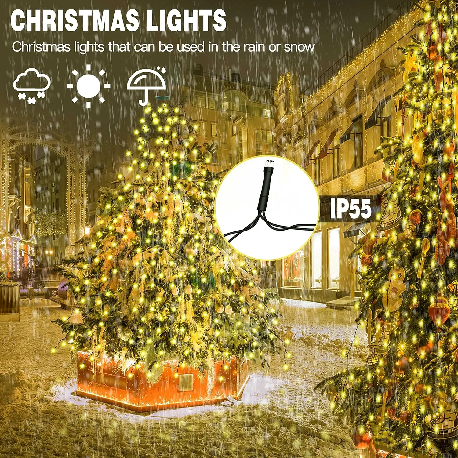 LED Christmas Waterfall String Light Christmas Tree Indoor Outdoor Garland Decoration Solar / USB Lamp for Garden Party Wedding