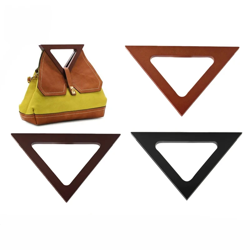 Manijas triangulares de madera maciza para hacer bolsos, marcos de monedero, 2 piezas, 24,5 cm, accesorios al por mayor