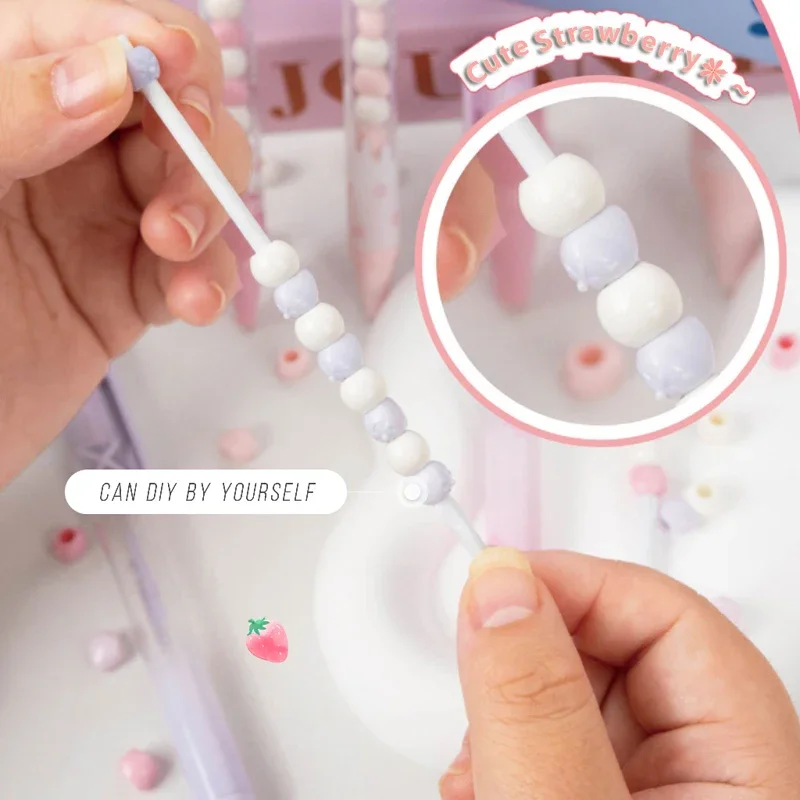 4PCS/Set Sweet Strawberry Gel Pen For Students Creative DIY Bead Gel Ink Pen