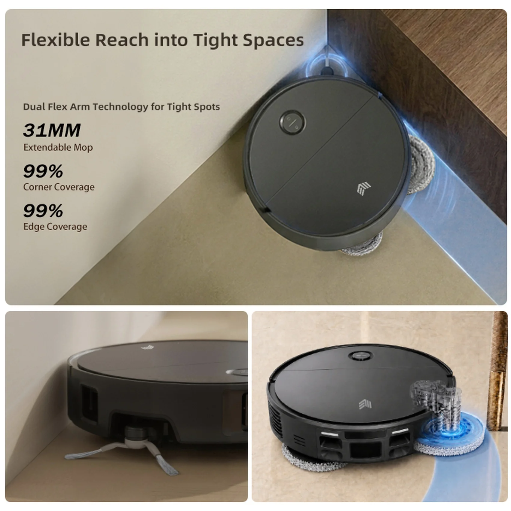 Dual Expansion Wall Edge No Go Zone Deep Mopping Carpet Recognition Auto Mop Washing Smart Robot Vacuum Cleaner