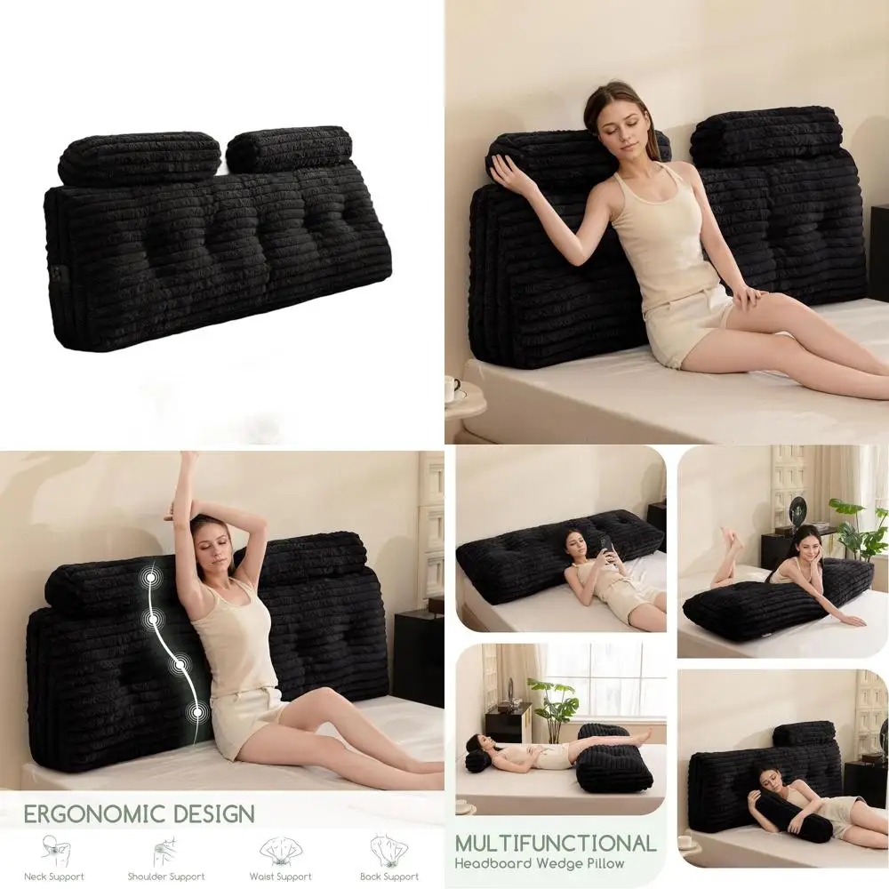 

Memory Foam Daybed Pillow Set with Wedge and Cylinders, Queen Size 59.1x19.7, Removable Cover