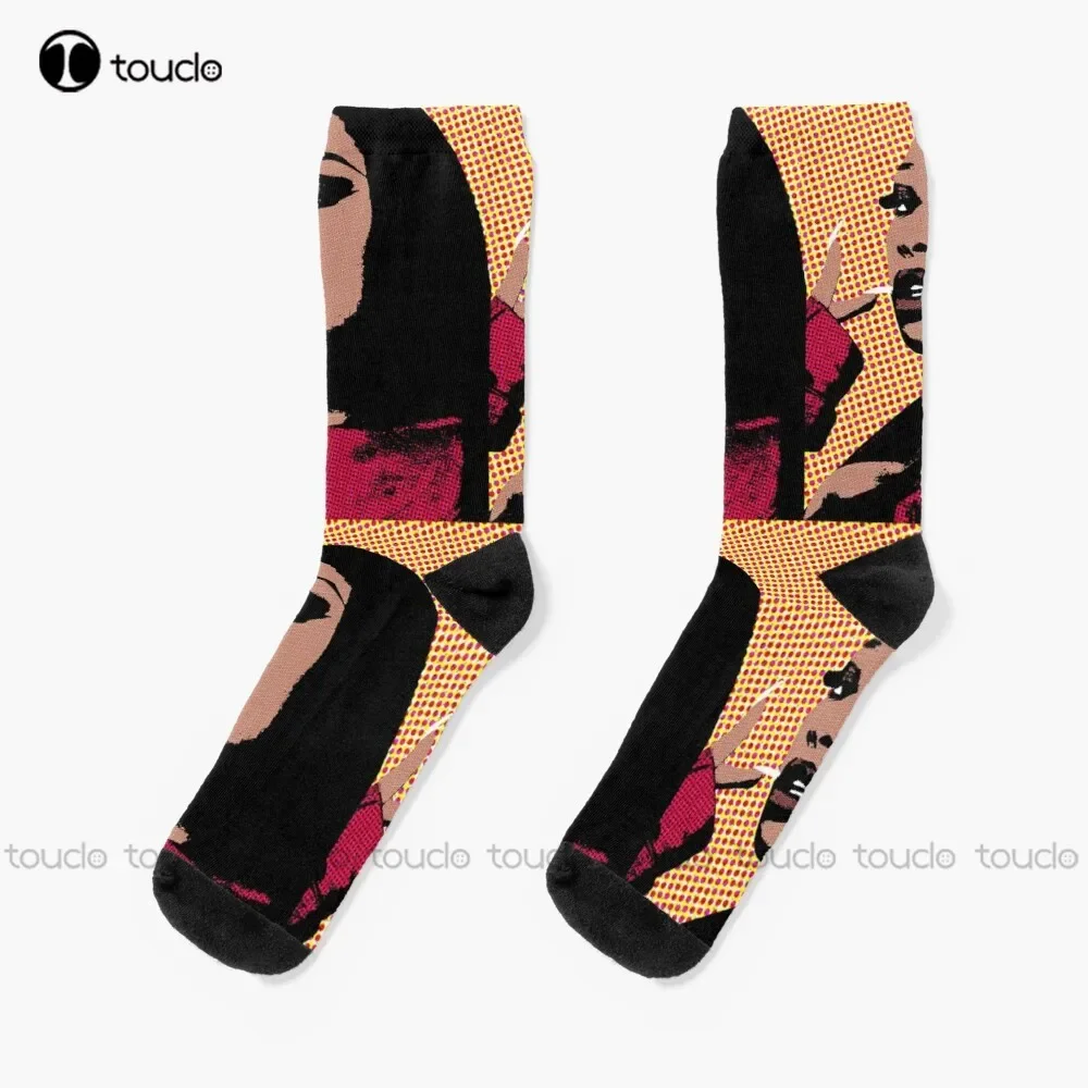 

Megan Thee Stallion Style Pop Art Socks Winter Socks Christmas Gift Unisex Adult Teen Youth Socks Custom 360° Digital Print