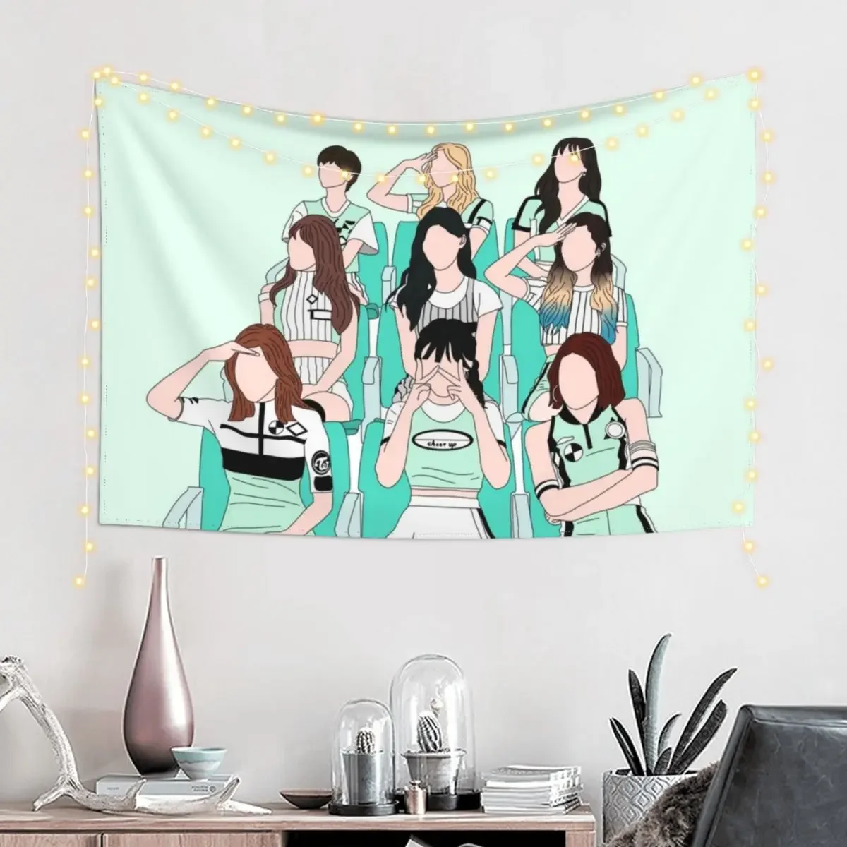 TWICE CHEER UP Tapestry Decorations For Your Bedroom Wall Coverings Wall Decoration Aesthetic Room Decoration Tapestry