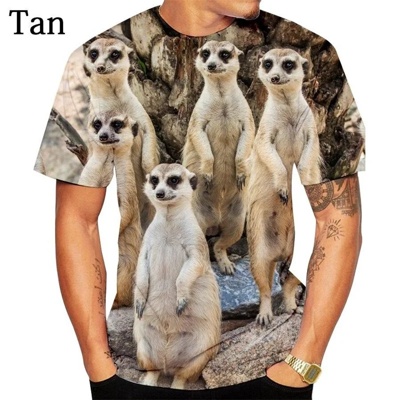 3D gedruckte Erdmännchen lustige T -Shirt für Männer Unisex lässig Rundhals ausschnitt Kurzarm T-Shirts Streetwear Camisetas de Hombre