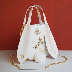 Chinese Embroidery Rabbit Handbag for Women Ancient Style Hanfu Decor Accessories Shoulder Bag 2023 Cute Tote Bag Crossbody Bags