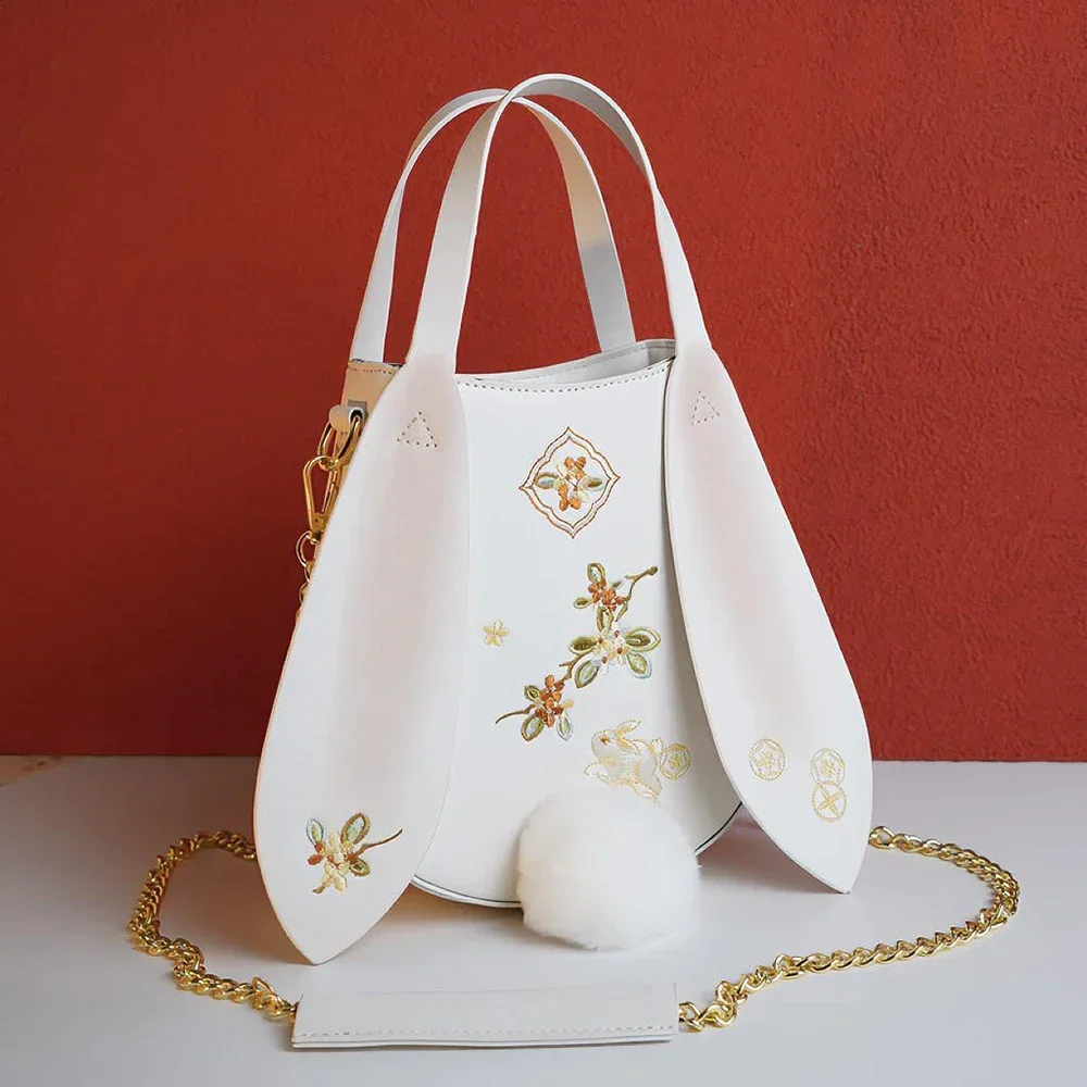 Chinese Embroidery Rabbit Handbag for Women Ancient Style Hanfu Decor Accessories Shoulder Bag 2023 Cute Tote Bag Crossbody Bags